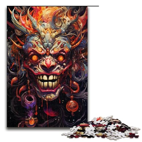 Puzzle 1000 Teile für Erwachsene, Dämonenmasken, Holzpuzzle, pädagogisches Spielzeug zum Stressabbau (Größe 50 x 75 cm) von WGLINGX