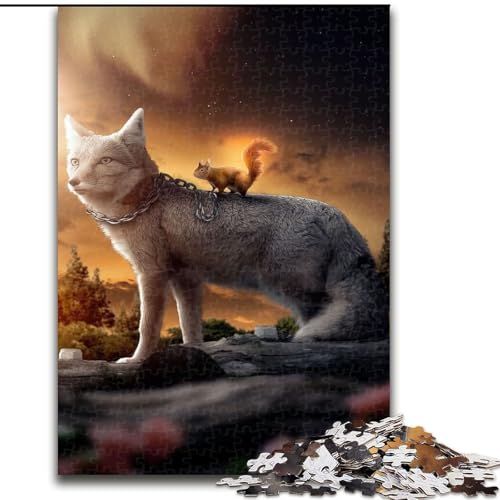 Puzzle 1000 Teile für Erwachsene, Der Fuchs und das Eichhörnchen, Holzpuzzle, interaktives Familienspiel, Denksportaufgabe, Geschenk, Lernspielzeug (Größe 50x75cm) von WGLINGX