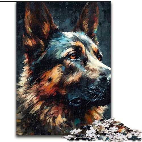 Puzzle 1000 Teile für Erwachsene, Deutscher Schäferhund, 1000-teiliges Puzzle, Spielzeug, Geschenk, pädagogisches, intellektuelles, entspannendes Spaßspiel für die ganze Familie, Größe 26x38cm von WGLINGX