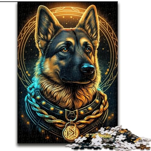 Puzzle 1000 Teile für Erwachsene, Deutscher Schäferhund, Puzzle 1000 Teile für Erwachsene, interaktives Familienspiel, DIY-Heimdekoration, Gehirn-Herausforderung, Geschenk (Größe 26x38cm) von WGLINGX