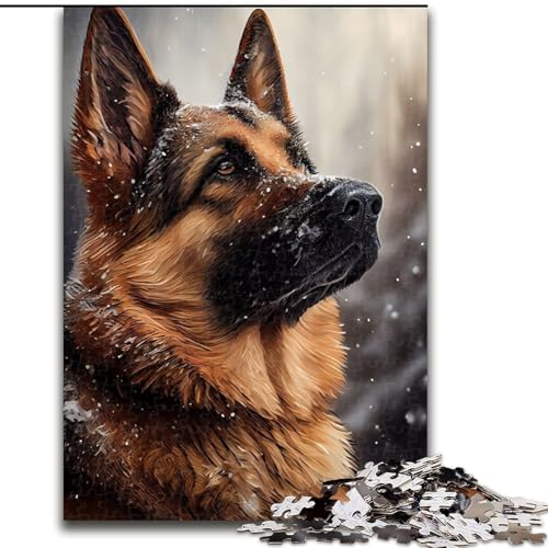 Puzzle 1000 Teile für Erwachsene, Deutscher Schäferhund, Schnee-Puzzle, interaktives Familienspiel, Denksportaufgabe, Geschenk, Lernspielzeug, Größe 26x38cm Puzzle 1000 Teile für Erwachsene, Deutscher Schäferhund, Schnee-Puzzle, interaktives Familienspiel, Denksportaufgabe, Geschenk, Lernspielzeug, Größe 26x38cm von WGLINGX