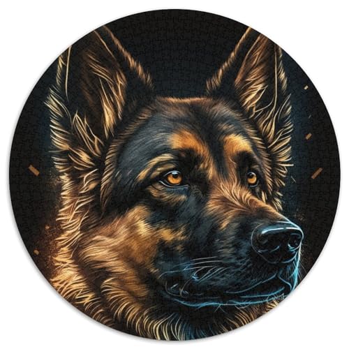 Puzzle 1000 Teile für Erwachsene, Deutscher Schäferhund, runde Puzzles 1000 Teile für Erwachsene, anspruchsvolles Denkspiel – entspannendes Spielzeug für Teenager, 1000 Teile (67,5x67,5cm) von WGLINGX