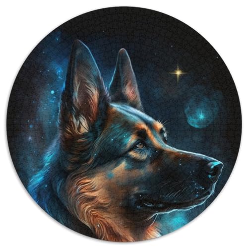 Puzzle 1000 Teile für Erwachsene, Deutscher Schäferhund, runde Puzzles 1000 Teile für Erwachsene, anspruchsvolles Denkspiel – entspannendes Spielzeug für Teenager, 1000 Teile (67,5x67,5cm) von WGLINGX