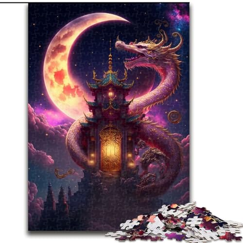 Puzzle 1000 Teile für Erwachsene, Drache, Japanisches Holzpuzzle, interaktives Familienspiel, Denksportaufgabe, Geschenk, Lernspielzeug (Größe 50x75cm) von WGLINGX