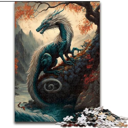 Puzzle 1000 Teile für Erwachsene, Drachen, asiatisch, 1000 Teile, Puzzle, Spielzeug, Geschenk, pädagogisches, intellektuelles, entspannendes Spaßspiel für die ganze Familie, Größe 50x75cm von WGLINGX