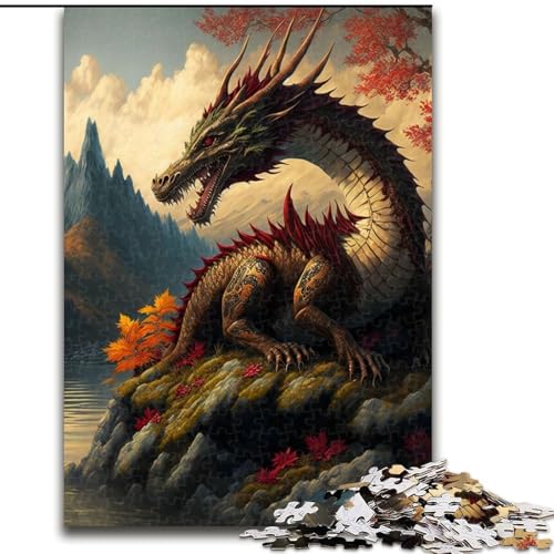Puzzle 1000 Teile für Erwachsene, Drachen, asiatisch, anspruchsvolle Puzzles für Familienspaß, perfekt für den Urlaub, interaktive Spieleabende, Größe 26x38cm von WGLINGX