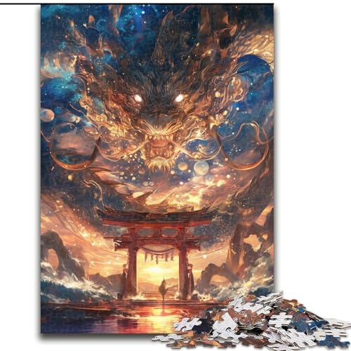 Puzzle 1000 Teile für Erwachsene, Drachen-Torii-Tor, Puzzle für Erwachsene, 1000 Teile, Lernspiele, schöne Dekoration (Größe 26x38cm) von WGLINGX
