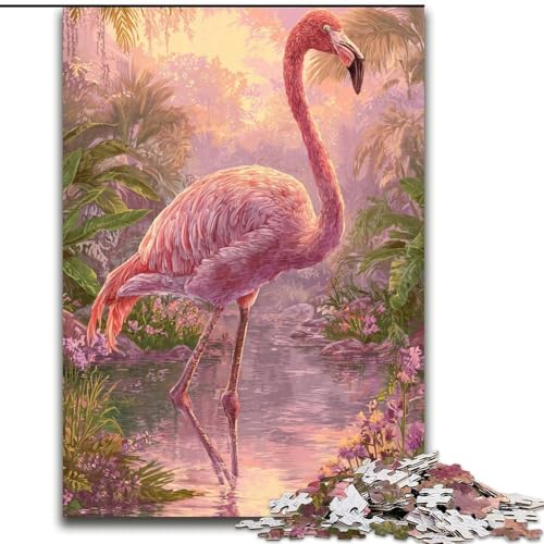 Puzzle 1000 Teile für Erwachsene, Dschungel-Flamingo-Puzzle für Erwachsene, 1000-teilige Lernspiele, schöne Dekoration (Größe 26x38cm) von WGLINGX
