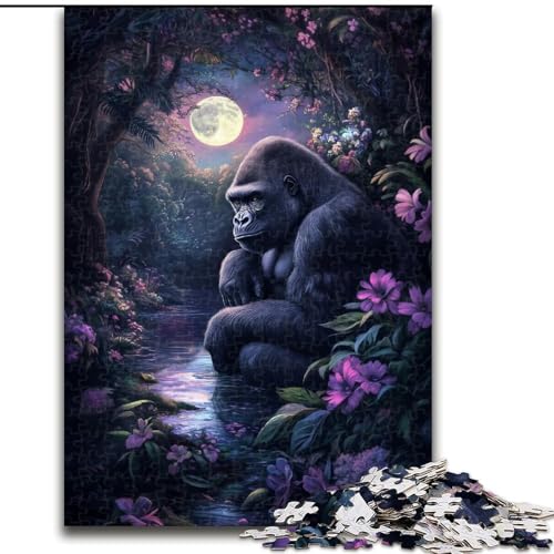 Puzzle 1000 Teile für Erwachsene, Dschungel-Schimpanse, Puzzle für Erwachsene, 1000 Teile, Spielzeug, Geschenk, pädagogisches, intellektuelles, entspannendes, lustiges Familienspiel (Größe 50x75cm) von WGLINGX