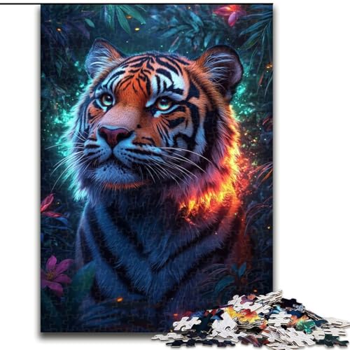 Puzzle 1000 Teile für Erwachsene, Dschungeltiger, Puzzle für Erwachsene, 1000 Teile, Lernspiele, schöne Dekoration (Größe 26x38cm) von WGLINGX