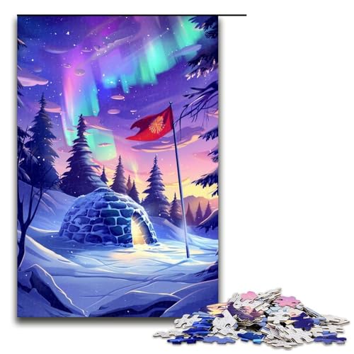 Puzzle 1000 Teile für Erwachsene, Eisschlösser unter der Aurora Borealis, Puzzle für Erwachsene, anspruchsvoll zu vervollständigen, Aber lustig und humorvoll (Größe 50 x 75 cm) von WGLINGX