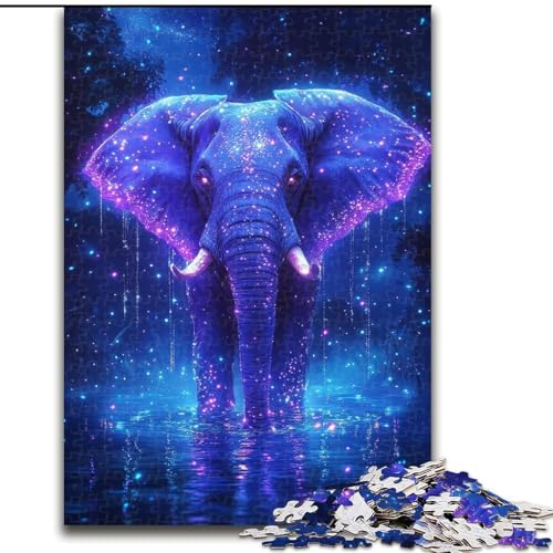 Puzzle 1000 Teile für Erwachsene, Elefant, unmögliches Puzzle für Erwachsene, Kunstwerk-Dekor, Intelligenzspielzeug für Familien-Indoor-Spiele (Größe 26x38cm) von WGLINGX