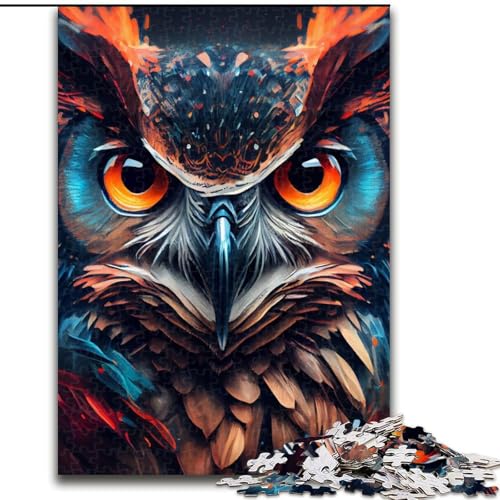Puzzle 1000 Teile für Erwachsene, Eule, Tier, 1000 Teile, Puzzle, Spielzeug, Geschenk, pädagogisches, intellektuelles, entspannendes Spaßspiel für die ganze Familie, Größe 26x38cm von WGLINGX