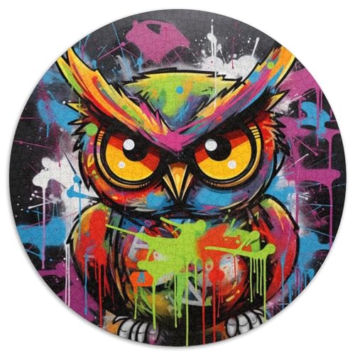 Puzzle 1000 Teile für Erwachsene, Eulen-Graffiti-Malerei, runde Puzzles, anspruchsvolles Denkspiel für Teenager, perfekt als Heimdekoration oder Geschenk 67,5 x 67,5 cm Puzzle 1000 Teile für Erwachsene, Eulen-Graffiti-Malerei, runde Puzzles, anspruchsvolles Denkspiel für Teenager, perfekt als Heimdekoration oder Geschenk 67,5 x 67,5 cm von WGLINGX