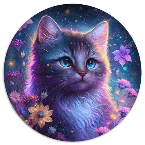 Puzzle 1000 Teile für Erwachsene, Fantasie-Katze, runde Puzzles 1000 Teile für Erwachsene, anspruchsvolles Denkspiel – entspannendes Spielzeug für Teenager, 1000 Teile (67,5x67,5cm) von WGLINGX