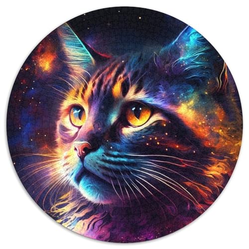Puzzle 1000 Teile für Erwachsene, Fantasie-Katze, runde Puzzles 1000 Teile für Erwachsene, anspruchsvolles Denkspiel – entspannendes Spielzeug für Teenager, 1000 Teile (67,5x67,5cm) von WGLINGX
