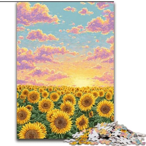 Puzzle 1000 Teile für Erwachsene, Fantasie-Sonnenblumen-Unmögliches Puzzle für Erwachsene, Weihnachten, Halloween, Muttertag, Neujahr, Ostergeschenk (Größe 26x38cm) von WGLINGX