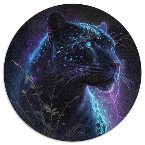 Puzzle 1000 Teile für Erwachsene, Fantasy-Leopard, runde Puzzles 1000 Teile für Erwachsene, anspruchsvolles Denkspiel – entspannendes Spielzeug für Teenager, 1000 Teile (67,5x67,5cm) von WGLINGX