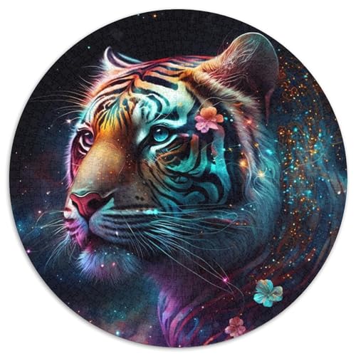 Puzzle 1000 Teile für Erwachsene, Fantasy-Tiger, runde Puzzles 1000 Teile für Erwachsene, anspruchsvolles Denkspiel – entspannendes Spielzeug für Teenager, 1000 Teile (67,5x67,5cm) von WGLINGX
