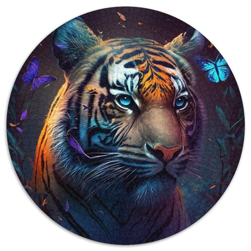 Puzzle 1000 Teile für Erwachsene, Fantasy-Tiger, runde Puzzles 1000 Teile für Erwachsene, anspruchsvolles Denkspiel – entspannendes Spielzeug für Teenager, 1000 Teile (67,5x67,5cm) von WGLINGX