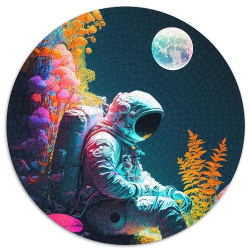 Puzzle 1000 Teile für Erwachsene, Farb-Astronauten-Puzzle, runde Puzzles 1000 Teile für Erwachsene, anspruchsvolles Denkspiel – entspannendes Spielzeug für Teenager, 1000 Teile (67,5x67,5cm) von WGLINGX