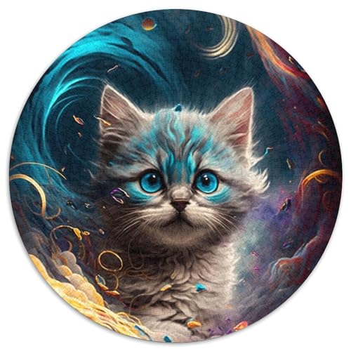 Puzzle 1000 Teile für Erwachsene, Farbkätzchen-Rauch, runde Puzzles 1000 Teile für Erwachsene, anspruchsvolles Denkspiel – entspannendes Spielzeug für Teenager, 1000 Teile (67,5x67,5cm) von WGLINGX