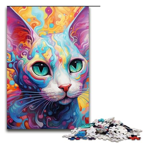 Puzzle 1000 Teile für Erwachsene, Farbkatzen-Puzzle, Stressabbau-Spielzeug, schwierige Herausforderung, 19,69 x 29,53 Zoll Puzzle 1000 Teile für Erwachsene, Farbkatzen-Puzzle, Stressabbau-Spielzeug, schwierige Herausforderung, 19,69 x 29,53 Zoll von WGLINGX