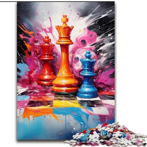 Puzzle 1000 Teile für Erwachsene, Farbschach-Puzzle 1000 Teile für Erwachsene, anspruchsvolle DIY-Kunst für Enthusiasten, Entspannung (Größe 50x75cm) von WGLINGX