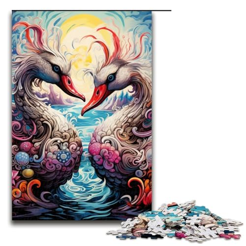 Puzzle 1000 Teile für Erwachsene, Farbschwan-Puzzle, Lernspiele, Staycation, Zeitvertreib für Teenager ab 14 Jahren, 19,69 x 29,53 Zoll von WGLINGX