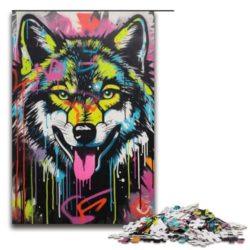 Puzzle 1000 Teile für Erwachsene, Farbwolf-Puzzle, Lernspiele, Staycation, Zeitvertreib für Teenager ab 14 Jahren, 14,96 x 10,24 Zoll von WGLINGX