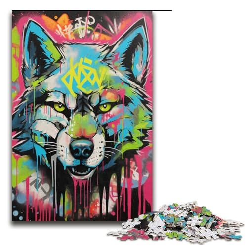 Puzzle 1000 Teile für Erwachsene, Farbwolf-Puzzle, Lernspiele, Staycation, Zeitvertreib für Teenager ab 14 Jahren, 14,96 x 10,24 Zoll von WGLINGX