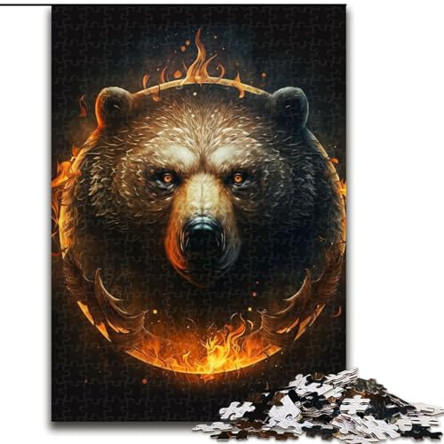 Puzzle 1000 Teile für Erwachsene, Feuerbärkopf, Holzpuzzle, interaktives Familienspiel, Denksportaufgabe, Geschenk, Lernspielzeug (Größe 26x38cm) von WGLINGX