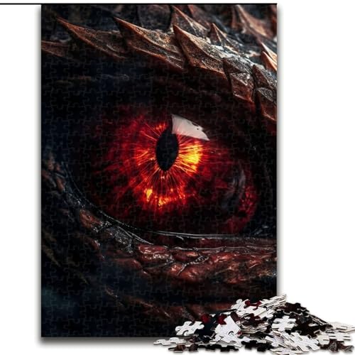 Puzzle 1000 Teile für Erwachsene, Feuerdrachen, Rubinauge, Holzpuzzle, interaktives Familienspiel, Denksportaufgabe, Geschenk, Lernspielzeug (Größe 26x38cm) von WGLINGX