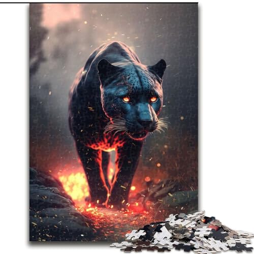 Puzzle 1000 Teile für Erwachsene, Feuerpanther, Holzpuzzle, interaktives Familienspiel, Denksportaufgabe, Geschenk, Lernspielzeug (Größe 26x38cm) von WGLINGX