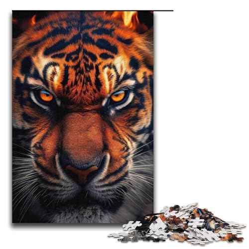 Puzzle 1000 Teile für Erwachsene, Fiery Tigers, Puzzles für Teenager, Spielzeug, Denkspiel (Größe 38 x 26 cm) von WGLINGX