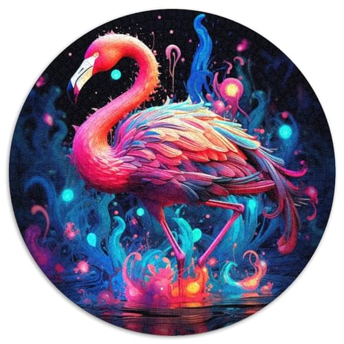 Puzzle 1000 Teile für Erwachsene, Flamingo, runde Puzzles 1000 Teile für Erwachsene, anspruchsvolles Denkspiel – entspannendes Spielzeug für Teenager, 1000 Teile (67,5x67,5cm) von WGLINGX