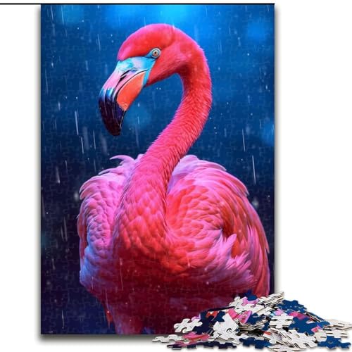 Puzzle 1000 Teile für Erwachsene, Flamingo-Tier, Holzpuzzle, interaktives Familienspiel, Denksportaufgabe, Geschenk, Lernspielzeug (Größe 26x38cm) von WGLINGX