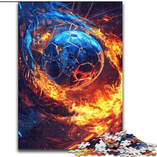 Puzzle 1000 Teile für Erwachsene, Flammenfußball-Puzzle für Erwachsene, 1000 Teile, Lernspiele, schöne Dekoration (Größe 50x75cm) von WGLINGX