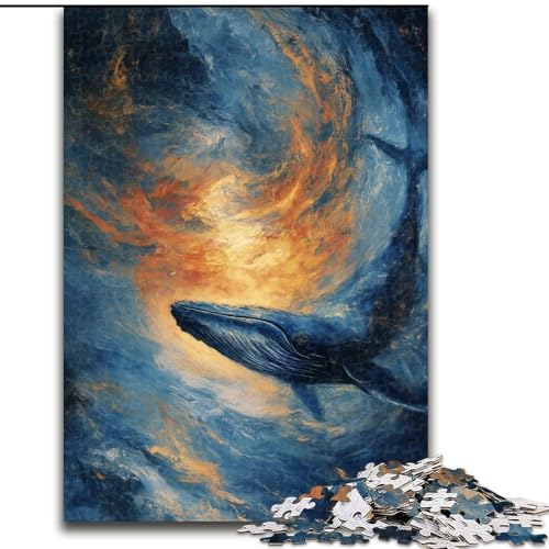 Puzzle 1000 Teile für Erwachsene, Flammenwal, Puzzle für Erwachsene, 1000 Teile, Spielzeug, Geschenk, pädagogisches, intellektuelles, entspannendes, lustiges Familienspiel (Größe 26x38cm) von WGLINGX