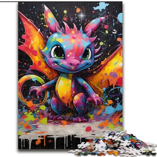 Puzzle 1000 Teile für Erwachsene, Fliegender Drache, Graffiti-Malerei, anspruchsvolles Denkspiel für Teenager, Spaß für den Familienspielabend (Größe 50x75cm) von WGLINGX