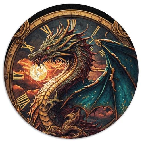 Puzzle 1000 Teile für Erwachsene, Fliegender Drache, runde Puzzles 1000 Teile für Erwachsene, anspruchsvolles Denkspiel – entspannendes Spielzeug für Teenager, 1000 Teile (67,5x67,5cm) von WGLINGX