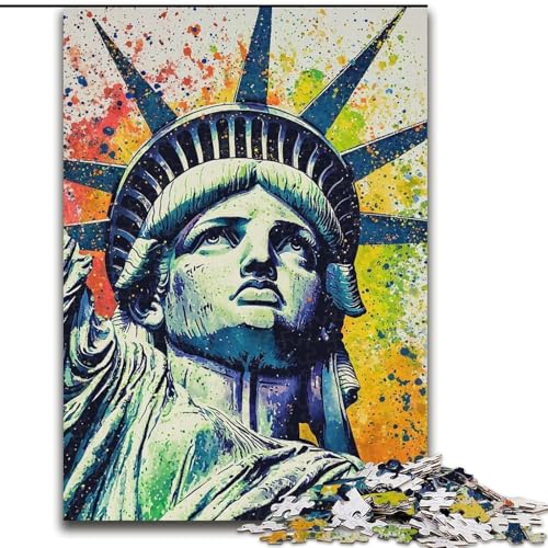 Puzzle 1000 Teile für Erwachsene, Freiheitsstatue, Puzzle für Erwachsene, 1000 Teile, Spielzeug, Geschenk, pädagogisch wertvoll, intellektuell, entspannend, lustiges Familienspiel (Größe 26x38cm) von WGLINGX