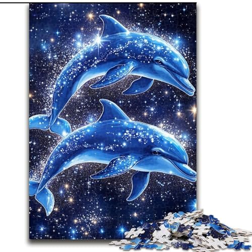 Puzzle 1000 Teile für Erwachsene, Galaxie-Delfin, unmögliches Puzzle für Erwachsene, Weihnachten, Halloween, Muttertag, Neujahr, Ostergeschenk (Größe 50x75cm) von WGLINGX