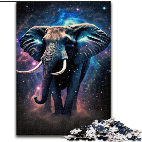 Puzzle 1000 Teile für Erwachsene, Galaxie-Elefant, Holzpuzzle, interaktives Familienspiel, Denksportaufgabe, Geschenk, Lernspielzeug (Größe 26x38cm) von WGLINGX