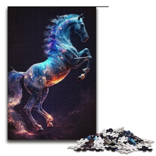 Puzzle 1000 Teile für Erwachsene, Galaxie-Pferd, Puzzle für Teenager, Spielzeug, Denkspiel (Größe 38 x 26 cm) von WGLINGX