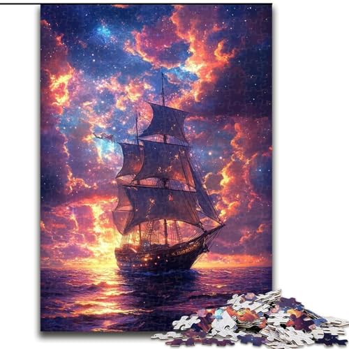 Puzzle 1000 Teile für Erwachsene, Galaxie-Piratenschiff-Puzzle, Weihnachten, Halloween, Muttertag, Neujahr, Ostergeschenk (Größe 26x38cm) von WGLINGX