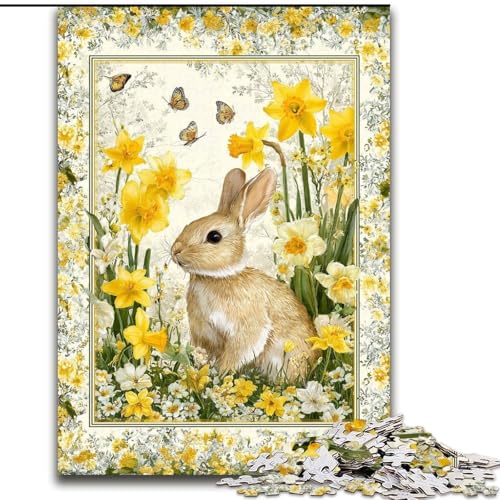 Puzzle 1000 Teile für Erwachsene, Gartenhasen-Puzzle, 1000 Teile, interaktives Familienspiel, geeignet für Kinder ab 14 Jahren (Größe 26x38cm) von WGLINGX