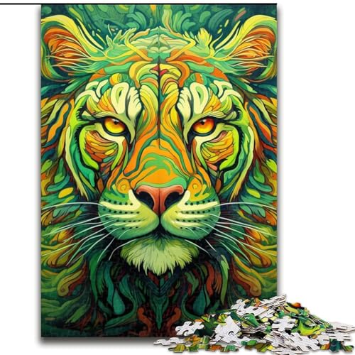 Puzzle 1000 Teile für Erwachsene, Gelber Tiger, Puzzle 1000 Teile für Erwachsene, Unmögliches Lernspiel, Heimdekoration, Spiele und Geschenke (Größe 26x38cm) von WGLINGX