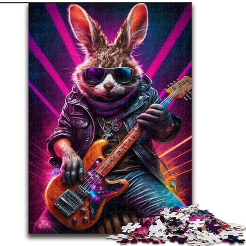 Puzzle 1000 Teile für Erwachsene, Gitarren-Kaninchen, Puzzle 1000 Teile für Erwachsene, Geburtstagsparty für Männer und Frauen (Größe 26x38cm) von WGLINGX