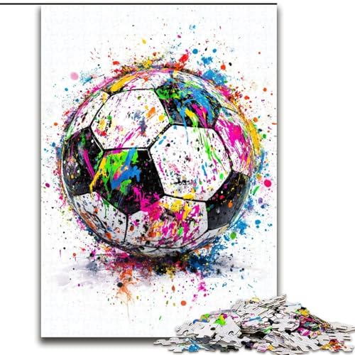 Puzzle 1000 Teile für Erwachsene, Graffiti-Fußball, Holzpuzzle für Erwachsene, perfektes Weihnachts- und Neujahrsgeschenk, Feiertagsgeschenk (Größe 50x75cm) von WGLINGX